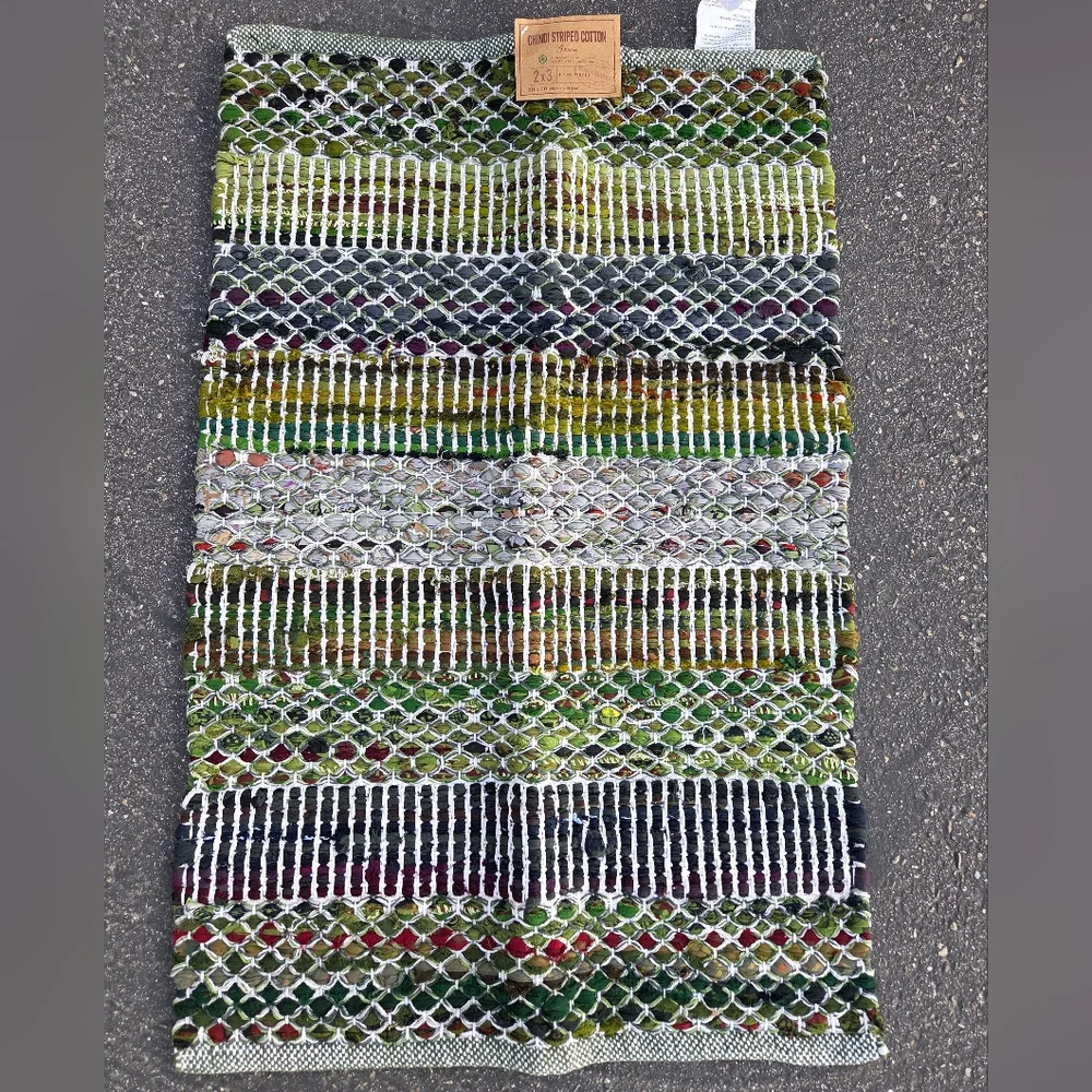 World Market Cost Plus Hand Woven Cotton Rug NWT
